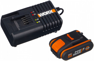 Зарядное устройство WORX WA3601 (комплект WA3860 + WA3551.1 Li-lon, 20В, 1АКБ х 2.0Ач)