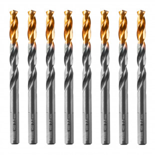 Сверло по металлу, 7,5 мм, HSS-Tin, Golden Tip, 8 шт. Denzel