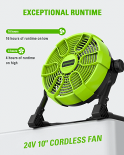 Вентилятор с гибридным питанием Greenworks G24FAN 24В /110-240В, без АКБ и ЗУ